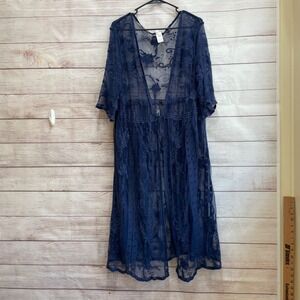 SIMPLY IRRESISTIBLE SHEER LACE KIMONO IN NAVY BLUE